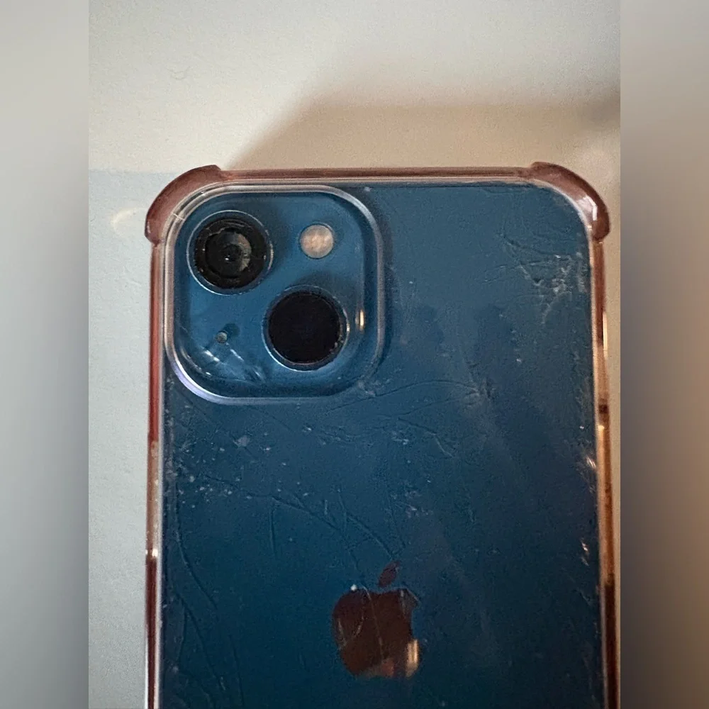 Blue Iphone 13 with case